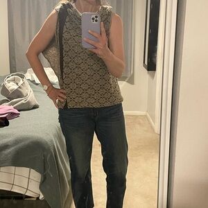 GUC Dries Van Noten wool blend patterned structural sweater vest.